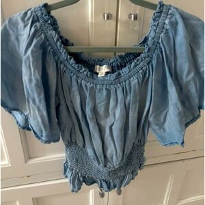 Denim off the shoulder top from She + Sky, size S